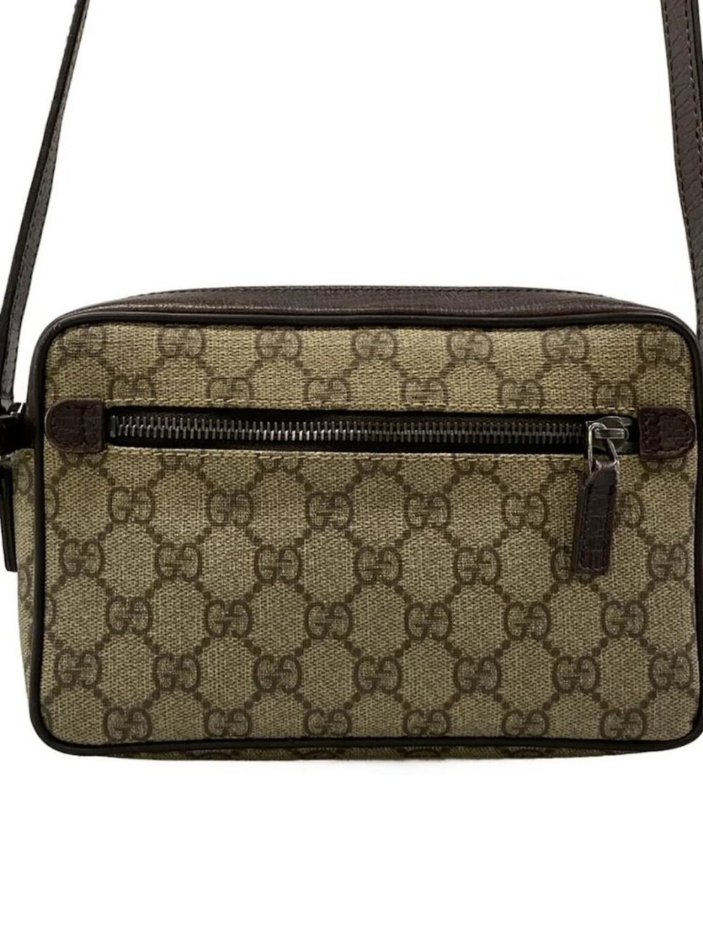 GUCCI GG Plus/GG Supreme/Sherry (Web) 162910 Dark Brown Red Multi PVC Leather - Picture 3 of 15